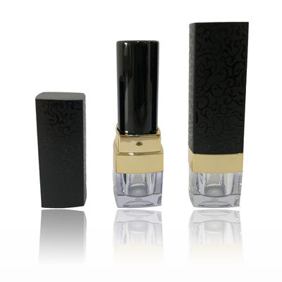 Hermoso lápiz labial negro vacío tubo de embalaje 21 * 72.7mm logotipo privado