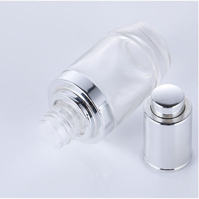 Botella de base de vidrio redonda transparente de diseño simple Impresión de pantalla de seda Embalaje cosmético