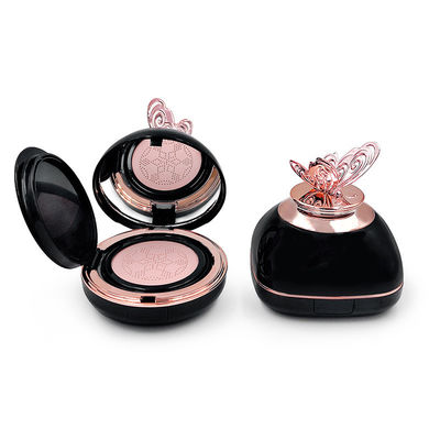 Amigable para viajar redondo compacto fundido con almohadilla de polvo transparente compatibilidad recargable