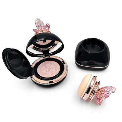 Amigable para viajar redondo compacto fundido con almohadilla de polvo transparente compatibilidad recargable